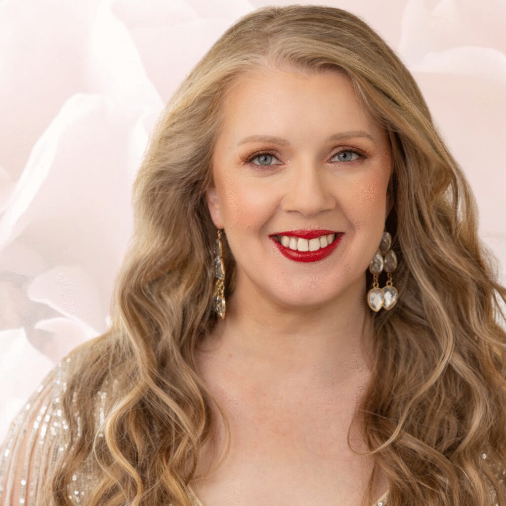 Glam makeup with red lip